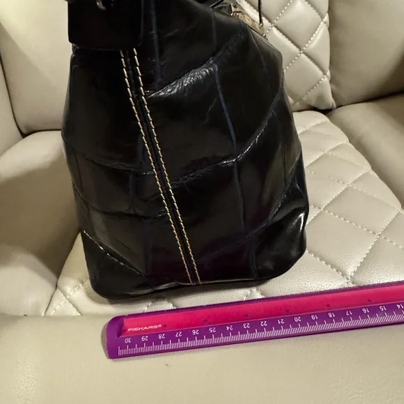 Dooney & Bourke Navy Blue Croc-Embossed Women's Bag - Picture 7 of 10